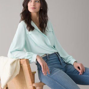 new white house black market long sleeve soft blouse shirt m